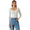 Urban Classics Tb7147-ladies Rib Jersey Wide Neck Longsleeve T-Shirt, Bianco, 4XL Donna