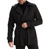 Leif Nelson Trench - Giacca corta da uomo, a mezza stagione, da uomo, in 100% cotone, Nero , L