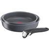 Lagostina Ingenio Mineralis Set Padelle Antiaderenti in Alluminio per Induzione, Gas e Forno, Ø 24 e 28 cm, 3 Pezzi, Batteria di Pentole con 2 Padelle e Manico Amovibile
