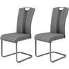 Hela Tische Amber2 Set di 2 sedie cantilever, con rivestimento in similpelle di colore grigio antracite, struttura in metallo grigio, da 98 x 43 x 56 cm