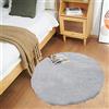 Ghouse Faux Tappetto di Pelle di Pecora Tappeto a Pelo Corto Lavabile Fluffy Uni Effetto Pelliccia Antiscivolo Facile da Pulire, Dimensione: Tondo 90 cm, Colore: Grigio