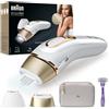Braun Silk Expert Pro 5 Epilatore LUCE PULSATA Alternativa al laser, Ideale per Zone Sensibili, Viso, Bikini e Ascelle, 2 Accessori, Rasoio, Custodia Viaggio, Idea Regalo PL5157 Bianco e Oro