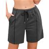 Crewhpo Pantaloncini Sportivi Donna Pantaloncini Palestra Estivi Pantaloni Corti Vita Alta Shorts da Yoga con Tasche Shorts Casual per Jogging Sport FitnessGrigio Scuro S