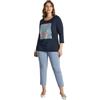 FIORELLA RUBINO: T-Shirt con Stampa Floreale e Paillettes Curvy Size Blu Stagione Primavera Estate 2025.