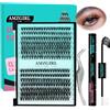 AMZGIRL LASH Kit di estensione delle ciglia 280PCS Cluster di ciglia 30D 40D Kit di estensione delle ciglia individuali con il legame e la tenuta delle ciglia, pinzette per ciglia (D-Mix9-16mm Kit)