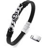 Dada Gioielli - Bracciale Uomo Acciaio e Vera Pelle Con Ancora o Rosa Dei Venti Chiusura Magnetica Regolabile (Ancora)