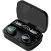 Phyachelo Auricolare Wireless Bluetooth V5.1 Display a LED Mini Auricolare Stereo con Microfono Auricolare Vivavoce, Nero