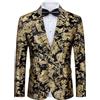 Autsel Blazer da Uomo Casual in Velluto di Lusso Giacca da Abito Slim Fit Floreale Moda Chic Jackets per Feste Matrimonio Balli Blu 5XL