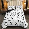 Loussiesd Set di biancheria da letto con cuori per ragazze e ragazzi e bambini, con Trapunta geometrico, Trapunta e piumone in bianco e nero, reversibile, per letto 230x220cm, 3 pezzi