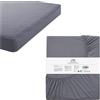 JEMIDI Lenzuolo con Angoli Matrimoniale - Coprimaterasso 100% Cotone - Lenzuolo Sotto 140 x 200 cm - Copri Materasso - Lenzuola Matrimoniali - Letto all Francese - Grigio Scuro