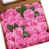 Ksnnrsng Rosa Rosse Artificiali, Fiori Artificiali Schiuma Teste di Rose Finti per DIY Matrimoni Mazzi Nuziale Festa Casa Decorazioni (25 Pezzi, Buio Rosa)