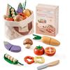 ROBUD Set di giocattoli in legno, per alimenti e verdure, accessori per la cucina dei bambini, set da gioco per bambini, con custodia, regalo per bambini a partire dai 3 anni, set di verdure