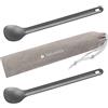 Navaris Set 2X Cucchiai da Campeggio in Titanio - Posata Extralunga - Cucchiaio Ultra Leggero per Camping Trekking Picnic - Custodia Inclusa