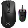DELUX Mouse Gaming Ergonomico Wireless M900PRO, 8000Hz Frequenza di Polling, 63g Leggero, Sensore PAW3395, 26000 DPI, Interruttori Huano, con Dock di Ricarica Magnetico (Nero)