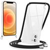 Yoedge Cover per iPhone 12 mini con Cordino 5,4, Trasparente Custodia con Collana Tracolla Laccio Collo Corda, Sottile Protettiva Bumper Antiurto Anti-giallo Silicone Case, Nero
