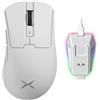 DELUX Mouse Gaming Ergonomico Wireless M900PRO, 8000Hz Frequenza di Polling, 63g Leggero, Sensore PAW3395, 26000 DPI, Interruttori Huano, con Dock di Ricarica Magnetico (Bianco)