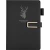 OFFCUP Taccuino A5 a Righe,Quaderno 320 Pagine,Quaderni con Copertina in PU | Carta Spessa da 80 g/m² Diario con Design ad Alce per Ufficio Scuola Lavoro Scrittura Apprendimento Viaggi -Nero