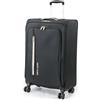 Pierre Cardin Cion CL610M - Valigia con lati morbidi e ruote resistenti testate contro lo stress, con maniglia telescopica e cinghie di imballaggio, Nero e grigio., M, M: 69 cm