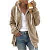 Generic Felpe e felpe con cappuccio da donna, giacca in pile con zip intera, giacche con cappuccio, maniche lunghe, cappotto con cappuccio, giacche invernali calde giacche invernali doppie soffici felpe con