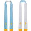 GraduatePro Stola Clero Reversibile Croci Stola Coro Pastore Ricamo Latino con Nappe Chiesa Accessorio Unisex 229cm-Bianco Blu