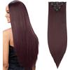 SEGO Extension Capelli Clip Lisci Lunghi Set da 8 Fasce Sintetiche Posticci Donna Hair Extensions 65cm Full Head 140g #Vino Rosso