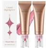 Crsetmyth Illuminante Liquido Blush 2PCS - Luci Vibranti E Colore Naturale per Un Effetto Brillante, Facile Da Applicare, Set Completo per Contouring E Makeup (Polvere Di Pesca)