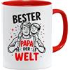 Jungle Mug Regalo per la festa del papà | Tazza con scritta Bester Papa der Welt, idea regalo per papà | Tazza in ceramica rossa e bianca con motivo tazze