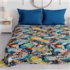 PETTI Artigiani Italiani - Copriletto Singolo Bambino e Bambina Primavera Estate 165 x 260 Un Posto, Coperta Leggera Una Piazza Fantasia Spazio, 100% Made in Italy