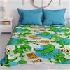 PETTI Artigiani Italiani - Copriletto Bambino Bambina Primavera Estate 225 x 260 Un Posto e Mezzo, Coperta Leggera Una Piazza e Mezzo Fantasia T-Rex, 100% Made in Italy