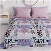 PETTI Artigiani Italiani - Copriletto Bambino Bambina Primavera Estate 265 x 260 Due Posti, Coperta Leggera 2 Piazze Fantasia Girl Cool, 100% Made in Italy