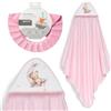 Interbaby - Mantello da bagno per bambini + cappello regolabile | Asciugamano con cappuccio 100% cotone, unisex, morbido, asciugatura rapida, ideale per neonati, neonati e bambini piccoli, design orso