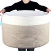 Casaphoria Cesta portaoggetti Casaphoria in corda di cotone, misura XXXL, per soggiorno, con manico, per coperte, asciugamani e cuscini, cesto per la biancheria, bianco crema e marrone (55,9 cm x 55,9 cm x 35,6