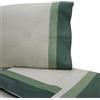 Passione per le tele Set lenzuola matrimoniali Cotone Percalle con balze in raso di cotone. Lenzuolo con angoli 175x200+28cm, lenzuolo sopra 250x290cm, Federe 52x82cm. Made in Italy (Verde)