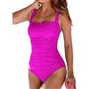 Joligiao Costume Intero Donna Sexy Costumi da Bagno Donna Interi Vintage Monokini con Controllo della Pancia Ruched Push Up Imbottito da Spiaggia Mare e Piscina Tinta Unita Swimsuit(Nero,L)