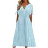 CheChury Vestito Donna Casual Estivo a Linea A - Abito Elegante con Scollo a V e Maniche Corte da Spiaggia e Mare con Tasche