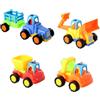 Dewocke Set di 4 Veicoli di Costruzione a Frizione, Escavatore, Betoniera, Camion Ribaltabile e Trattore, Auto Giocattolo in Plastica ABS senza BPA per Bambini 3+ Anni