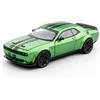 BGHSCA Compatibile con Dodge Challenger SRT Hellcat, auto giocattolo 1:22 Die-Cast con suono e luce, giocattolo per adulti e bambini (verde)