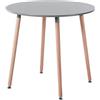 H.J WeDoo Tavolo da Pranzo Rotondo, Tavolino Salotto Arredamento Soggiorno, Design Nordico, Legno, H x D: 75 x 80 cm, Grigio
