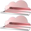 NiHome Confezione da 2 mensole galleggianti in acrilico a forma di nuvola con finitura a specchio, color oro rosa, elegante decorazione da parete per camere da letto, bagno, vanità e altro ancora,