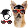 UOSIA Casco e occhiali per cani di piccola taglia Occhiali da sole per cani moda estiva Casco per moto da bicicletta per animali domestici Cappello regolabile per cani e gatti