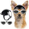 UOSIA Casco e Occhiali per Cani e Gatti di Piccola Taglia, Set di Accessori per Animali Domestici, Cappello e Occhiali da Sole per Cani, Moda Estiva, Regolabile, Ventilato, Imbottito, S, Bianco