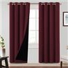 BellaHills 100% Tende Camera da Letto con Anelli 2 Pezzi, Termiche Isolanti, Anti-Rumore, Tende Termiche Ideali per Camera da Letto e Soggiorno L140 x A240 cm, Borgogna