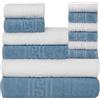 nice homeit Set Asciugamani Bagno 12 Pezzi - Asciugamani Viso, Bidet, Doccia e Ospiti in 100% Cotone - Asciugamani Grandi, Morbidi, Anti-Pilling, Super Assorbenti, Made in Italy. Bianco Blu
