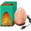 LAMARE Lampada USB di sale dell'Himalaya - Rosa naturale - Lampada da scrivania con base in legno e LED. LUCE FISSA