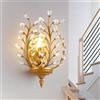 Ganeed Lampade da parete in cristallo Lampade da parete per interni rustiche retrò vintage in stile francese per corridoio portico pianerottolo 1 luce E14 oro (1 confezione)