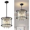 ZPBSJ Moderna Cucina Illuminazione Industriale Farmhouse Lampada A Sospensione Metallo Nero Cristallo Lampada A Sospensione Utilizzata per Ingresso Camera da letto Balcone Cucina Isola (Ruota 1-Luce)