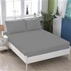 KHIM® Lenzuolo con angoli elasticizzati in 100% morbida flanella di cotone spazzolato, 25 cm, per letto super king, colore: argento