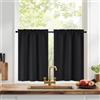 PONY DANCE Tende a Vetro per Finestra Tende Oscuranti per Cucina Corte Tendine Finestra a Vetro Blackout Curtains Termiche con Tasca 2 Pezzi 60x90 CM, Nero