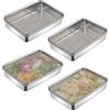 Dokeno 4 Pezzi Scatole per Affettati in Acciaio Inossidabile, Contenitore per Alimenti in Acciaio Inox con Coperchio, Contenitori Salvafreschezza, Contenitore per Pancettaper Frutta, Carne, Formaggio