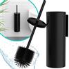 Hovea - Scopino WC Sospeso Nero - Scopino Silicone e Metallo - Nessuna Foratura - Montaggio a Parete con Adesivo o Vite - Porta Scopino Bagno WC - WC3610